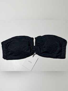 NWT Onia Genevieve Bikini Top - Size Large - Black Zebra Jacquard Bandeau